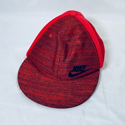 Nike True Heather Red Hat/Cap Black Logo Adjustable Snap-Back Flat Bill Athletic