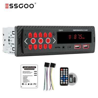 ESSGOO Single 1 Din Car Stereo Head Unit FM/USB/AUX EQ Type C Bluetooth Radio SD