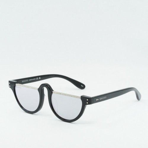 Pre-owned Gucci Gg1368s 001 Black 49-17-145 Sunglasses Authentic In Silver Mirror