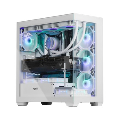 darkFlash ATX Mid-Tower PC Case, Pre-install 4 PWM ARGB Fans Computer Case, F...