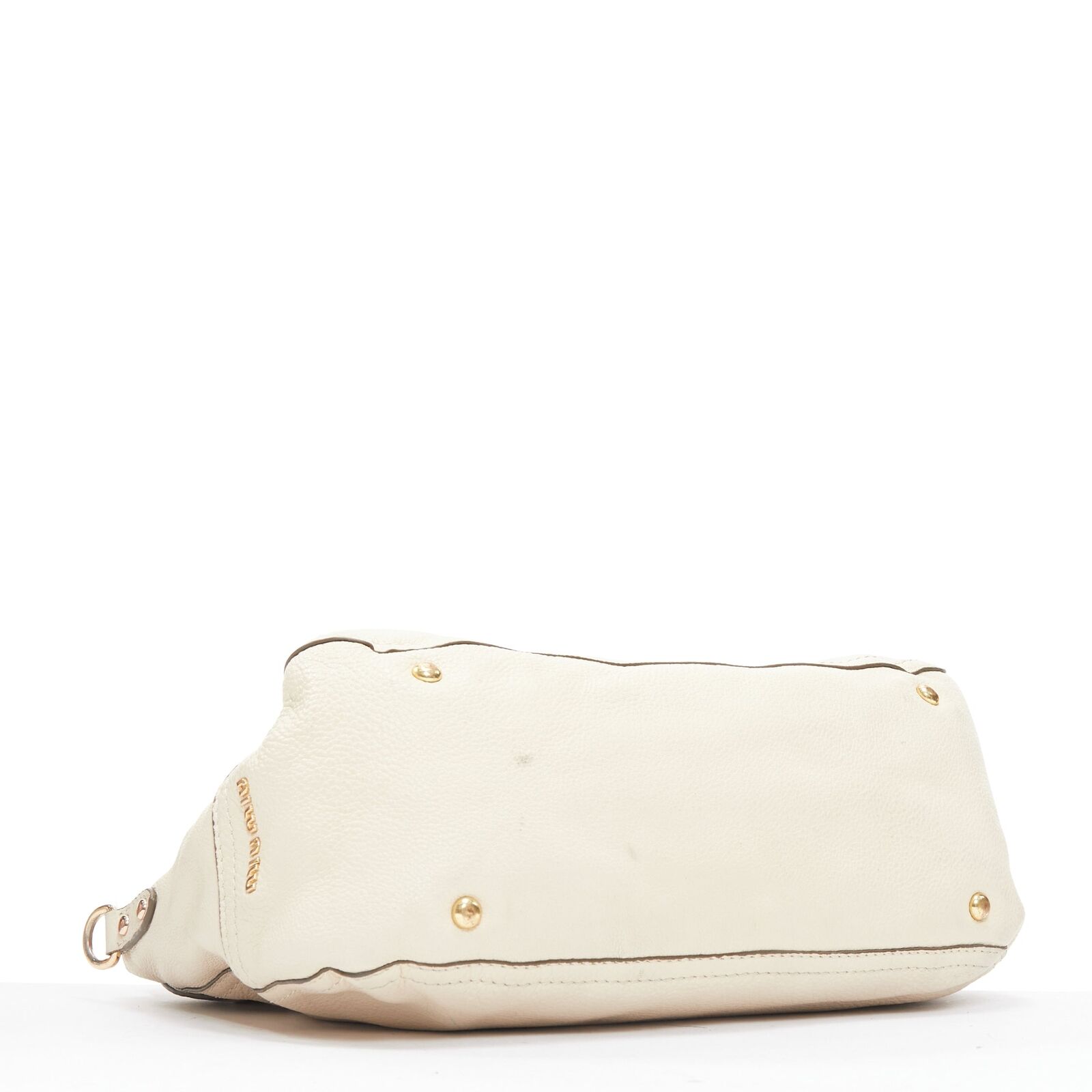 MIU MIU Cervo beige textured leather gold logo turnlock MIU MIU Cervo beige textured leather gold logo turnlock
