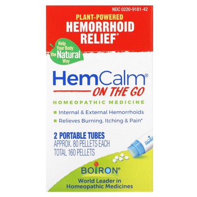 HemCalm On The Go, средство от геморроя, 2 переносных тюбика, прибл. 80 гранул каждая