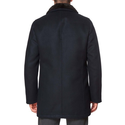 Pre-owned Kired Kiton  "emilius" Dark Blue Padded Jacket Coat Beaver Collar Eu 50 Us 40