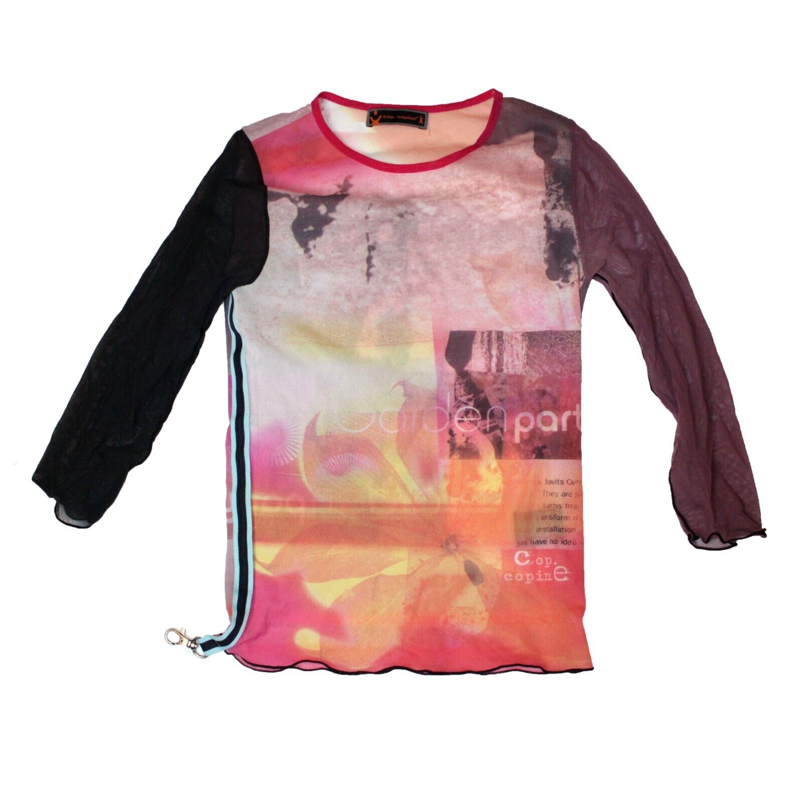 Vintage transparent mesh top long sleeve Cop Copine y2k shirt JPG Style Pink Vintage transparent mesh top long sleeve Cop Copine y2k shirt JPG Style Pink