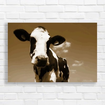 Lazy Cow Enjoy The Serene Sky Sepia Canvas Print Large Picture Wall Art