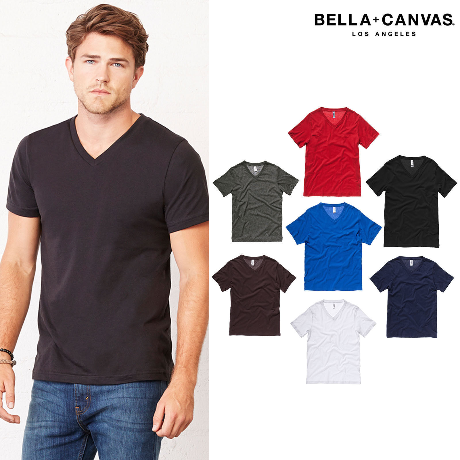Bella + Canvas 3005 Unisex Jersey Short-Sleeve V-Neck T-Shirt