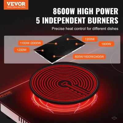VEVOR 36 in Built-in Electric Cooktop Radiant Ceramic Cooktop 5 Burners