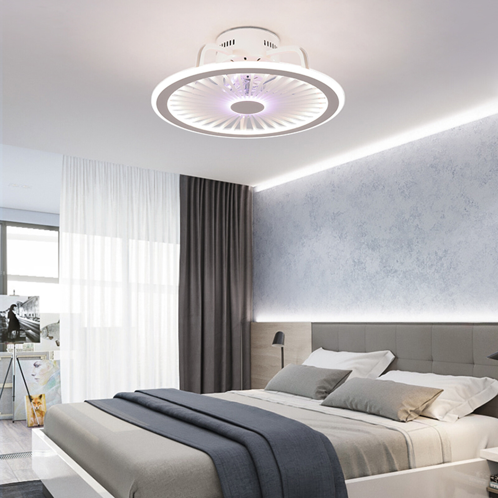Deckenventilator mit Licht Fernbedienung Crystal LED Deckenleuchte