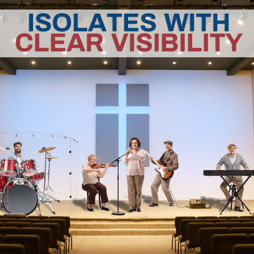 PENNZONI Drum Shield 5ft Acrylic Panels w/ Deflector & Bright Chrome Hinges