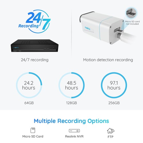 Reolink 4K POE IP Security Camera 5X Optical Zoom Person Vehicle Alerts RLC-811A