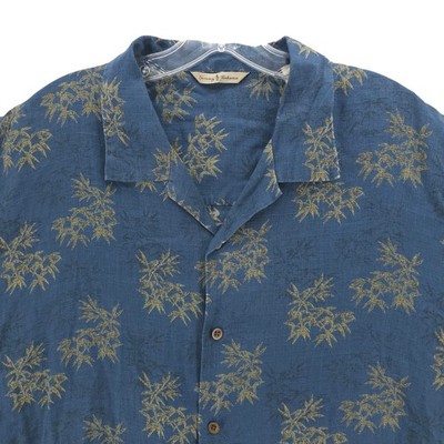 TOMMY BAHAMA 100% Linen Short Sleeve Shirt All Over Print Floral Hawaiian XL