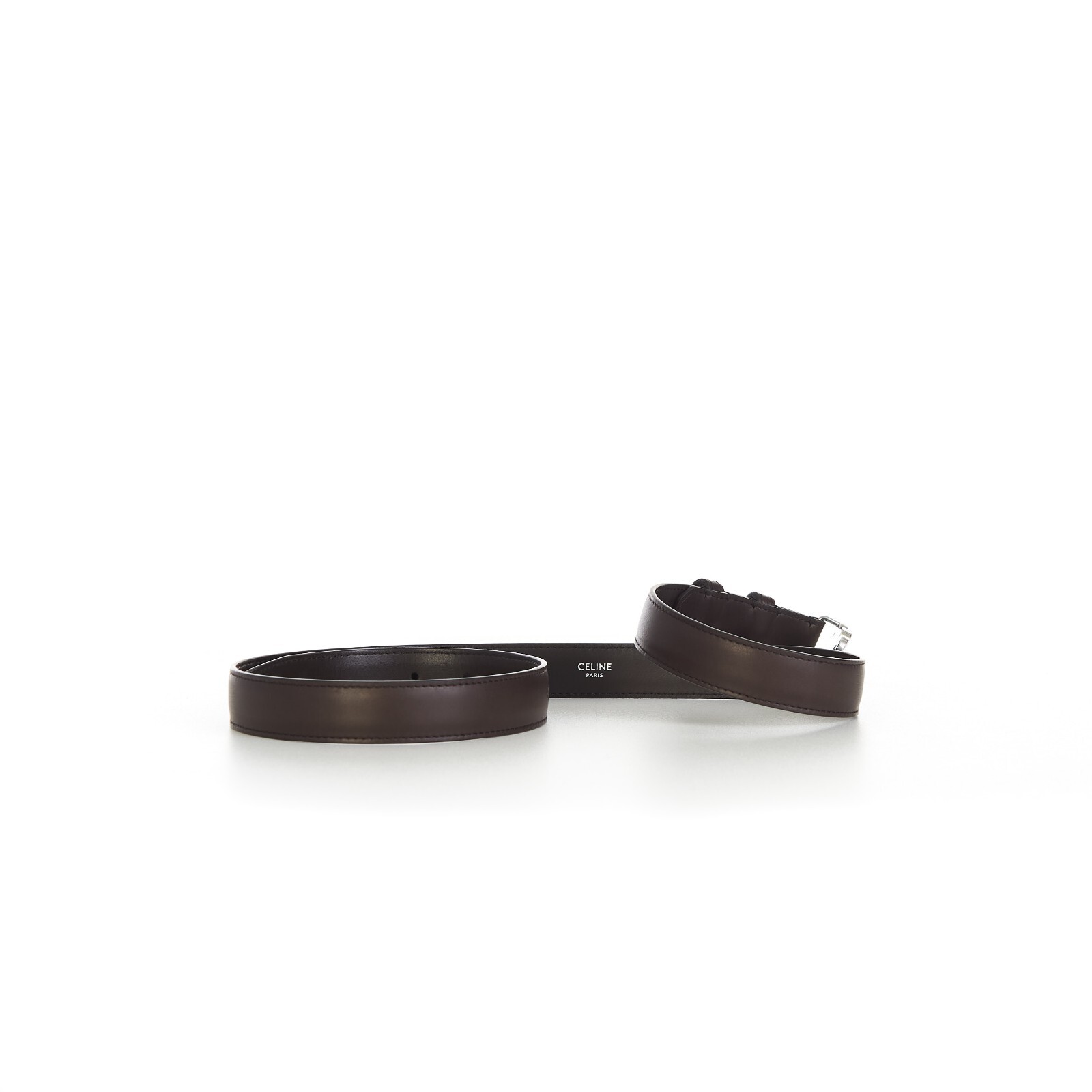 Pre-owned Celine 690$ Medium Brown Triomphe Belt - Natural Calfskin, Buckle