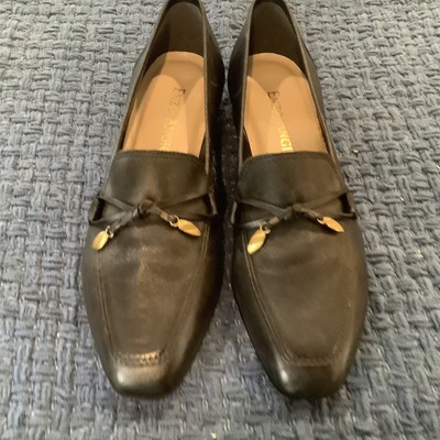 Talbots Black Linear Tassel Loafers size 7.5 Slip On Shoes with Tassel