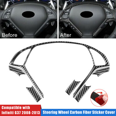 For Infiniti G37 08-13 Carbon Fiber Steering Wheel Frame Cover Trim Accessories