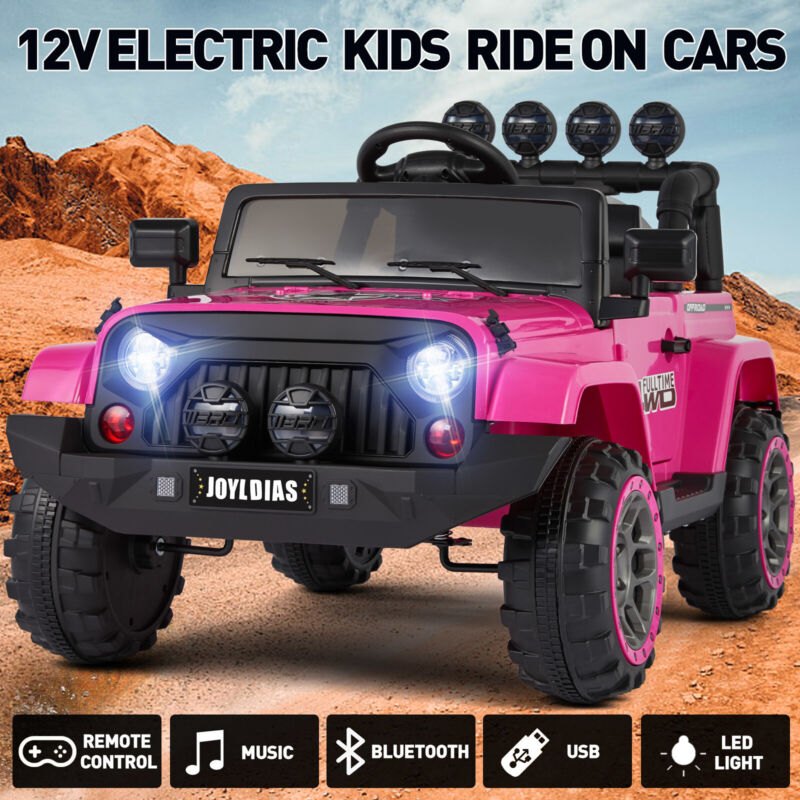 Electric 12V Battery Kids Ride On Car Toy Jeep USB Bluetooth Remote Control Pink