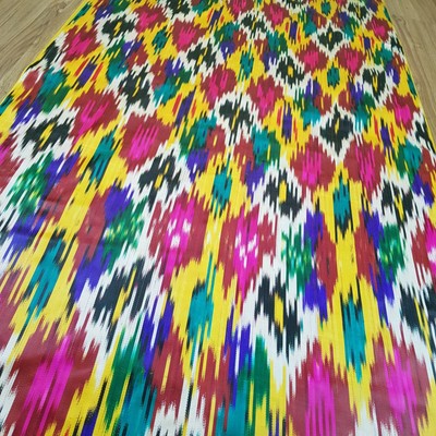 Indian Asian Oriental hand woven fabric by the yard Traditional Uzbek fabric Vintage Ikat Silk fabric Tribal kaftan fabric