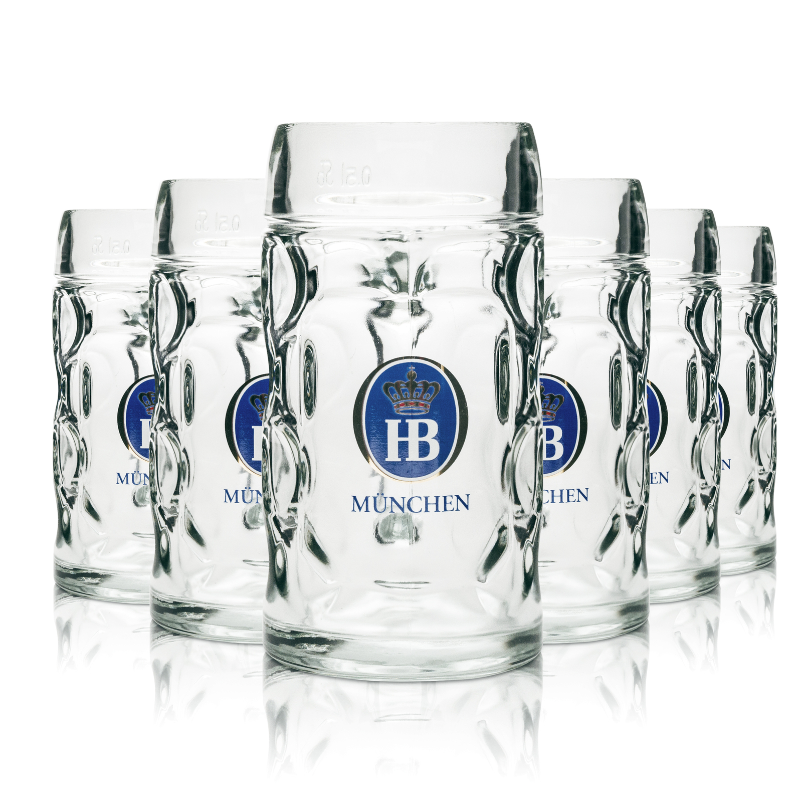 6x Hofbräu München Bier Glas 0,5l Krug Isar-Seidel Neu Gläser Brauerei Henkel