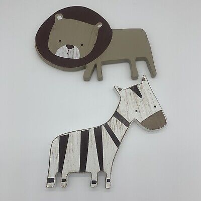 Primitive style Lion and zebra wall hangings for nursery