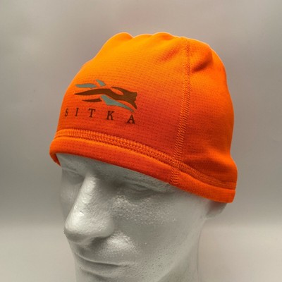 Blaze Orange Thermal Beanie Hat Waffle Knit Fleece Stocking 