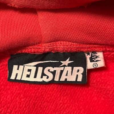 Pre-owned Hellstar Studios Records Hooded Sweatshirt Washed Red