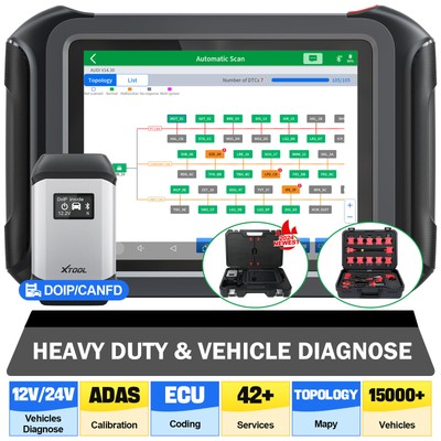 2024 XTOOL D9HD 12 24V Truck Gas Scanner Car Diagnostic Tool Topology ECU Coding