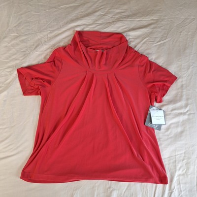 Sag harbor NWT Women's 1X Orange Stretch Short Sleeve Turtleneck  Casual Shirt