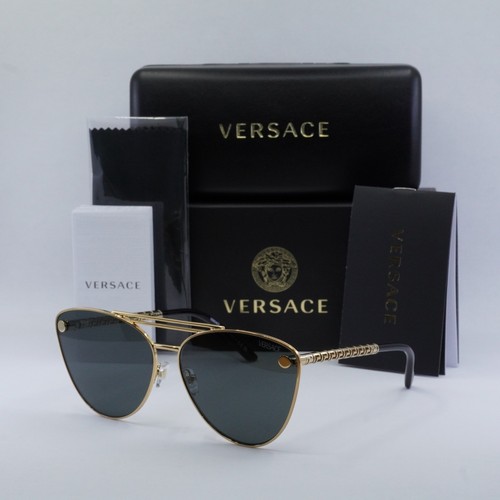 Pre-owned Versace Ve2267 100287 Gold/dark Grey 64-14-140 Sunglasses Authentic In Gray