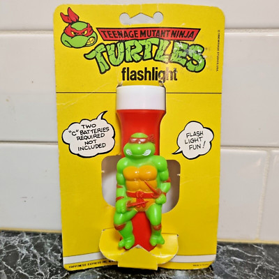 Vintage Teenage Mutant Ninja Turtles Raphael Red Flashlight Unopened 1990 Kids