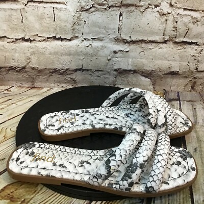 find Python Snake Scale Print Slip On Triple Chunky Straps Flat Sandals Size 6