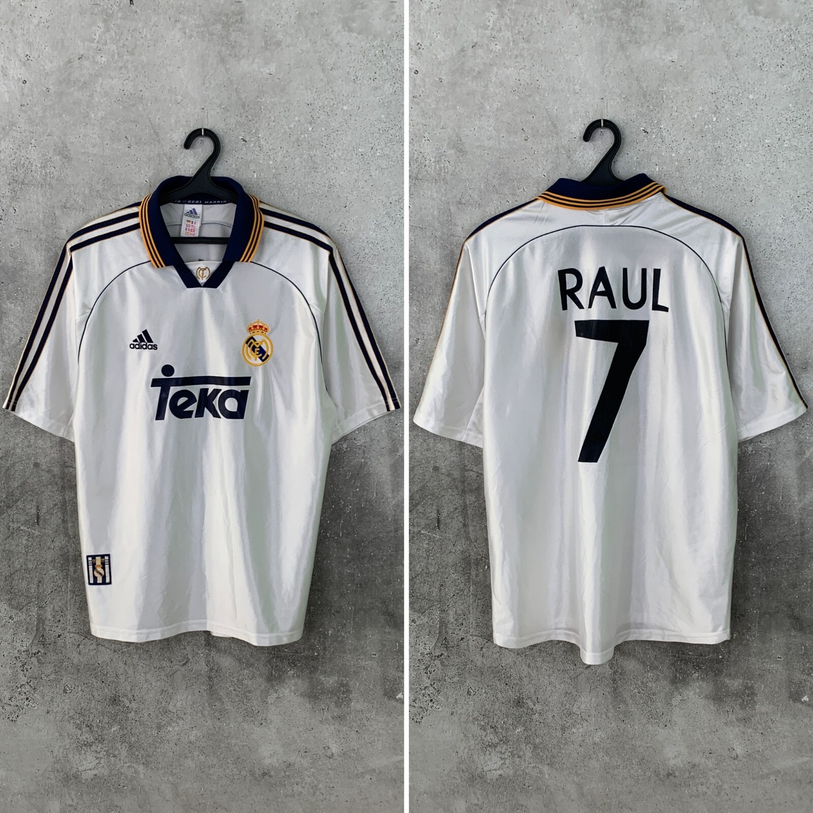 アディダス 00s real madrid #7 raul M  REAL MADRID 1998 1999 2000 HOME FOOTBALL SHIRT #7 RAUL