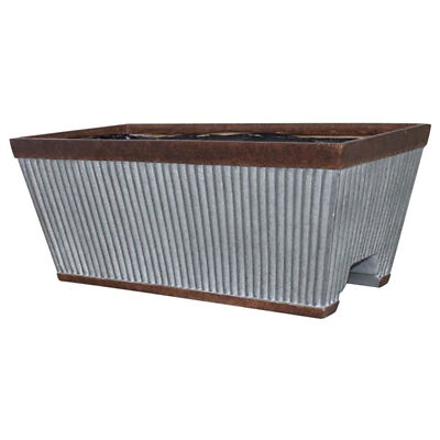 Southern Patio 24'' Westlake Deck Rail Garden Resin Planter, Rustic Galvanized