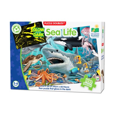 New - The Learning Journey Puzzle Doubles! - Glow in the Dark Sea Life: 100 Pcs