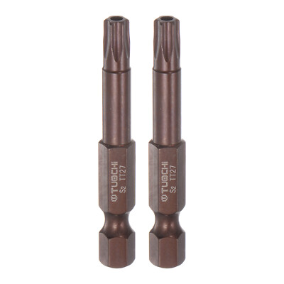 2pcs T27 Magnetic Security Torx Screwdriver Bit 1/4'' Hex Shank 2'' Length, Red