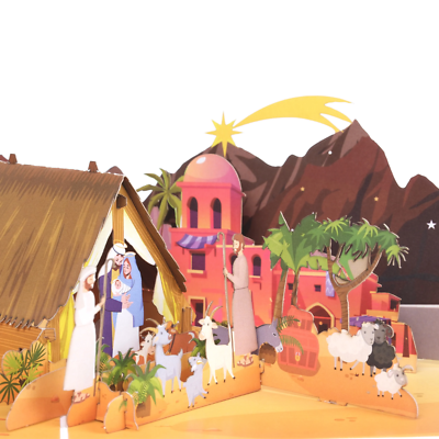 Merry Christmas 3D Pop Up Greeting Card The wonder of Jesus Christ's Birth Scene