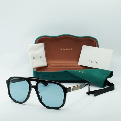 Pre-owned Gucci Gg1188s 004 Black/blue 58-17-140 Sunglasses Authentic