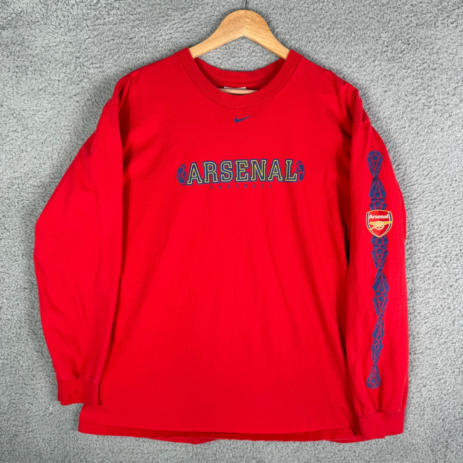 Vintage Nike Arsenal Shirt Men's Large Center Swoosh Red