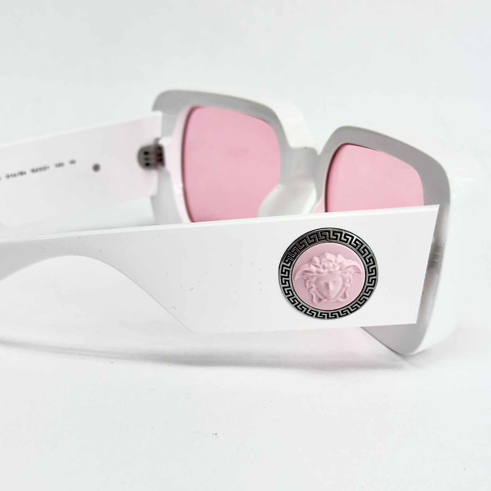 Pre-owned Versace Medusa Medallion 4473 White Pink Ve4473 Unisex Chunky Statement Sunglass