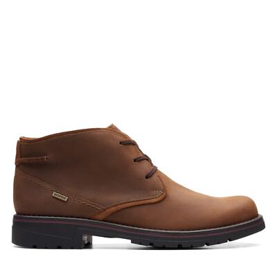 Clarks Mens Morris Peak Brown Leather Casual  Boots Shoes