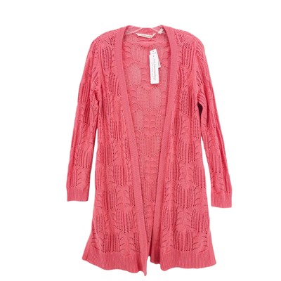 NWT SOFT SURROUNDINGS Jacinta Cardigan Coral Pink Crochet Open Front SMALL