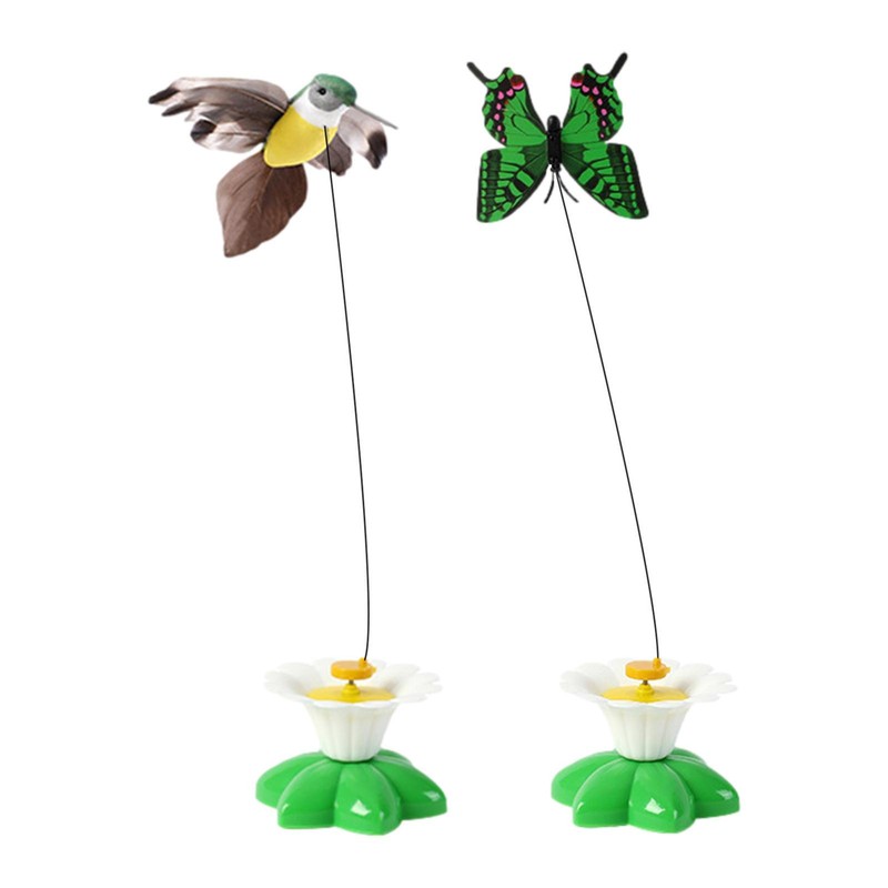 Pet Cat Toy bird Butterfly Wand Rod Kitty Auto Rotating Teaser Interactive Toy