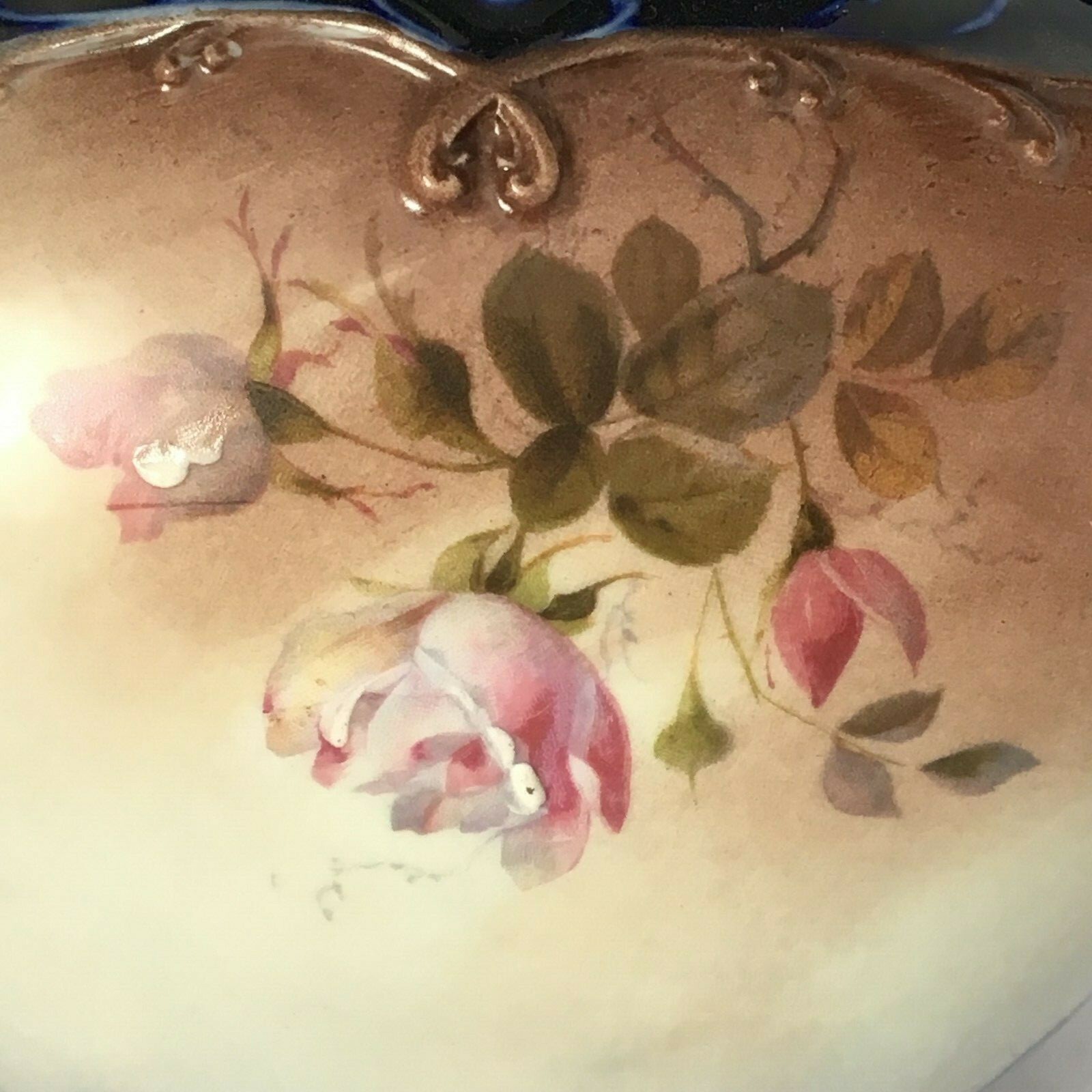 Vintage Large Reticulated Porcelain Vase with Face Handles