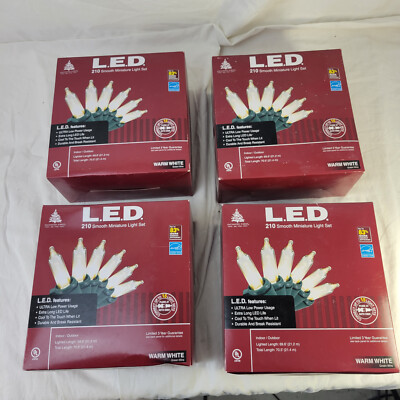4 Boxes Enchanted Forest LED 210 Miniature Light Set Warm White Bulbs Green Wire