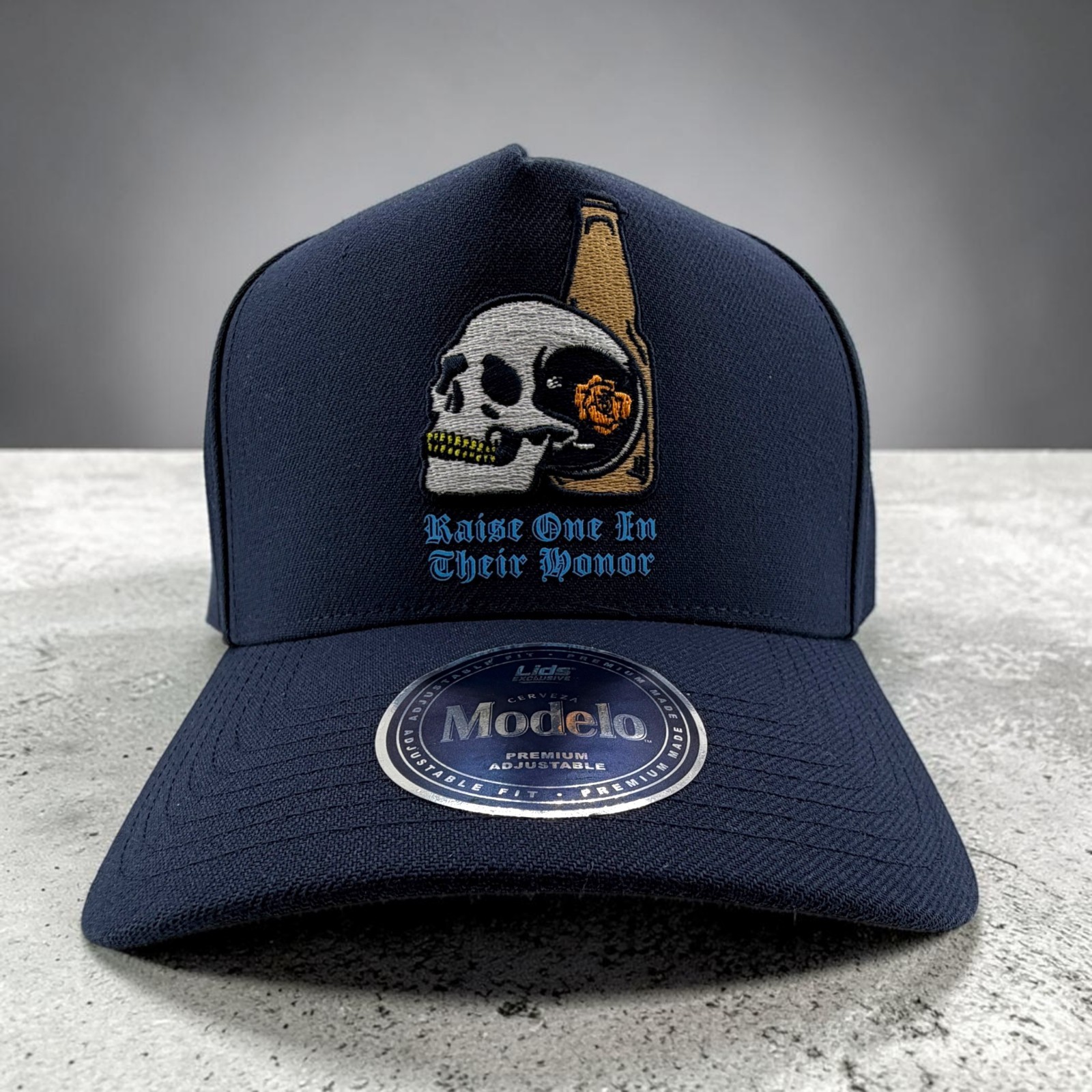 Modelo x Lids Day Of the Dead A Frame Hat Blue Adjustable Snapback