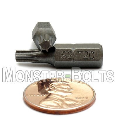 Star (Torx) Insert Bits 1/4'' Hex Shank, S2 Steel - Size T20, T25, or T27 avail