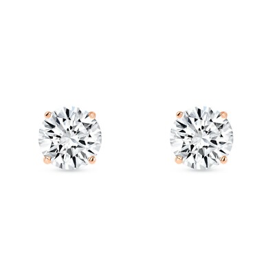 Pre-owned Shine Brite With A Diamond 3 Ct Round Lab Created Grown Diamond Earrings 14k Rose Gold G/vs Basket Screw In White/colorless