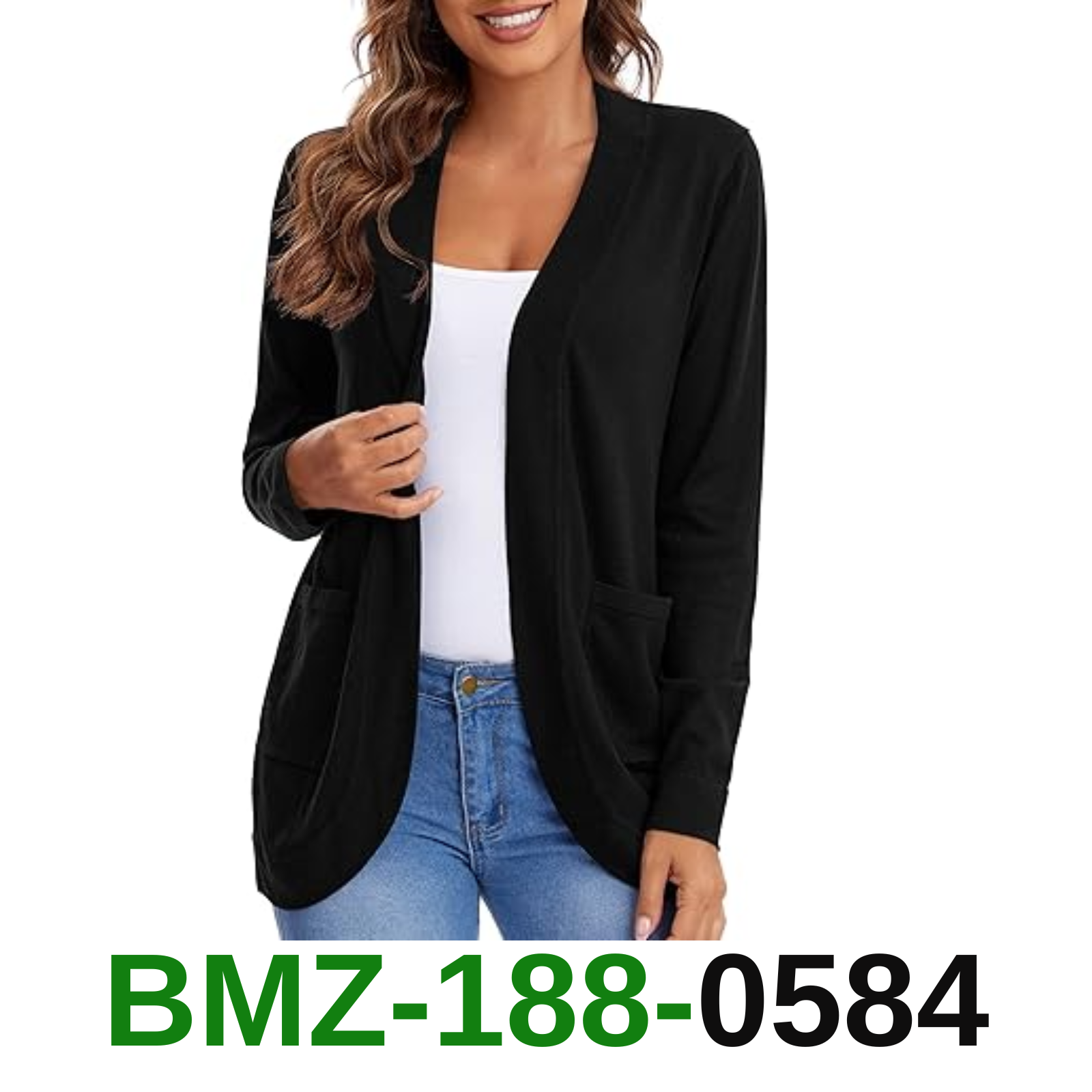 Urban CoCo Womens' Long Sleeve Open Front Knit Sweater Cardigans Curved Hem, XL