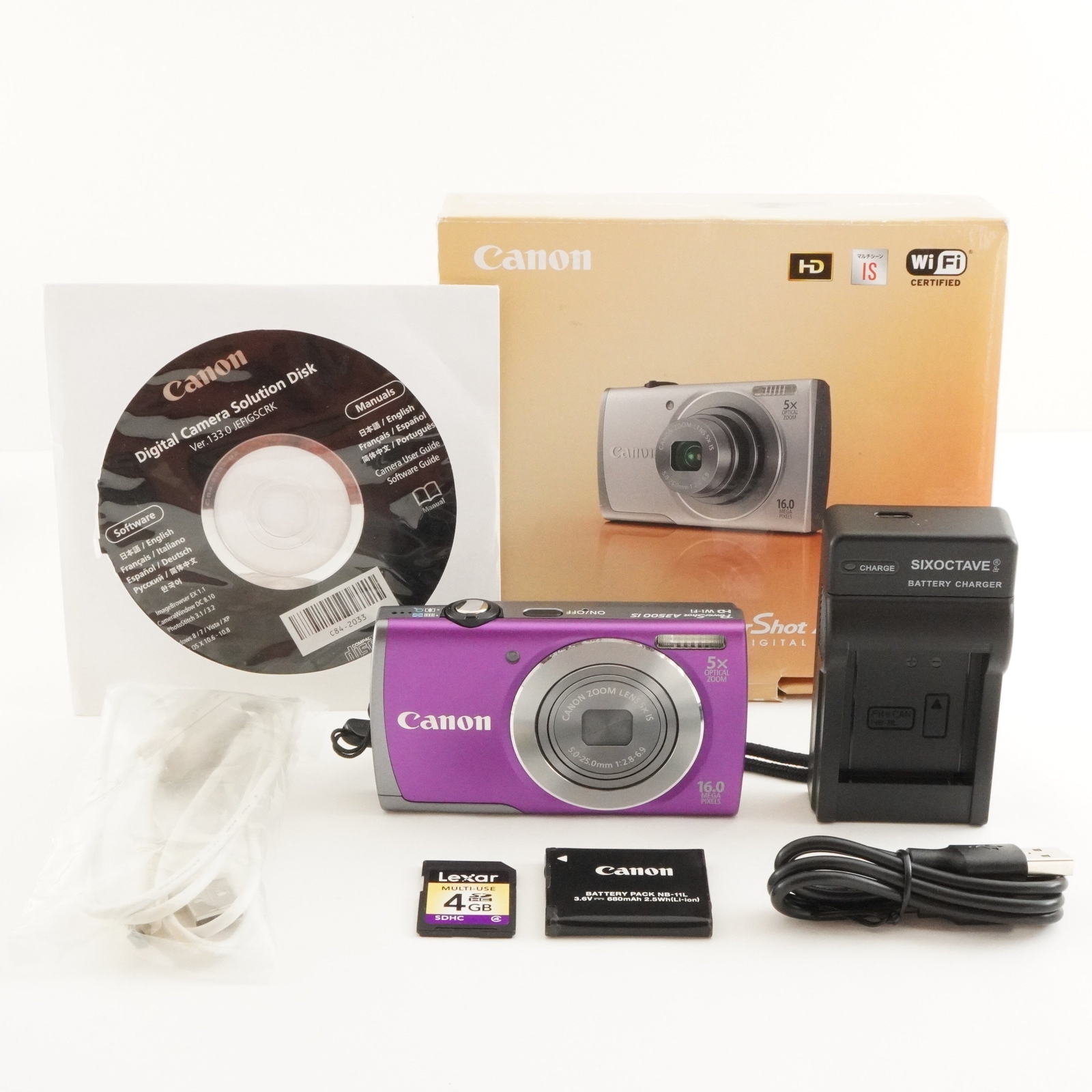 Canon PowerShot A3500 IS Purple In Box With 4GB SDHC Card Canon PowerShot A3500 IS Purple In Box With 4GB SDHC Card