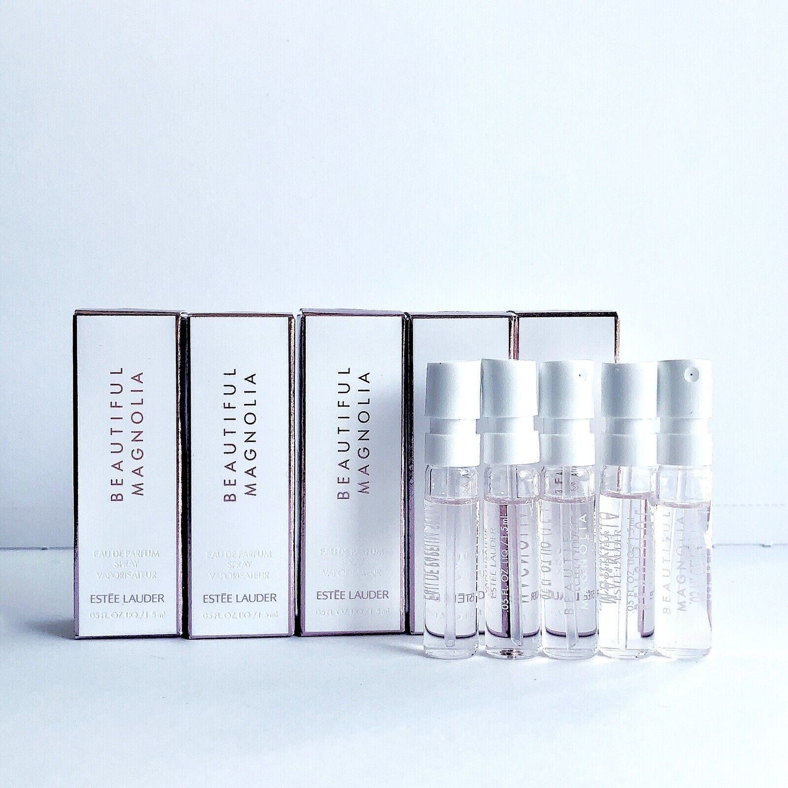 Lot of 5 Estee Lauder BEAUTIFUL MAGNOLIA 0.05oz / 1.5ml EDP