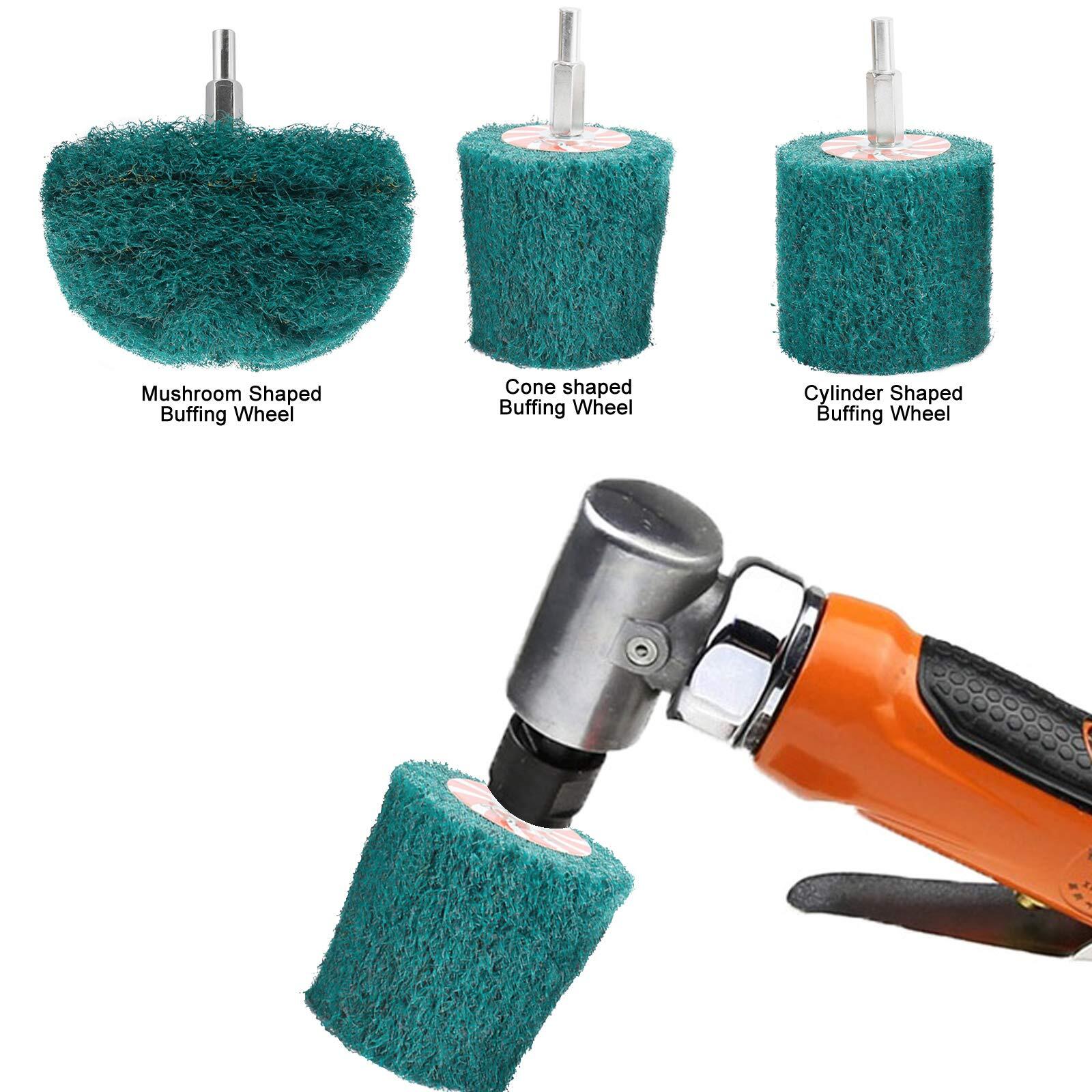 7PCS 1/4" Shank Non Woven Abrasive Buffing Wheels Drill Atta