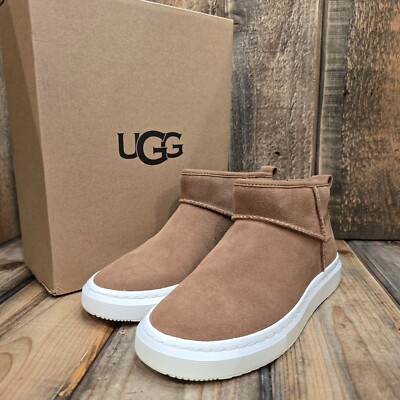 WOMENS US 6 UGG ALAMEDA ULTRA MINI SNEAKER BOOT CLASSIC CHESTNUT SUEDE WOOL SHOE